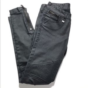 A|X Armani Exchange Skinny Waxed Moto Jeans